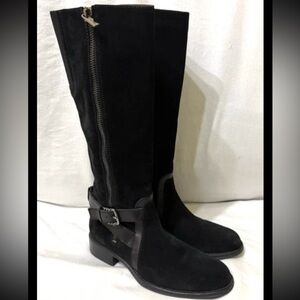 Aquatalia by Marvin K Uriale Tall Suede Black Riding Boots Size 9 Made In italy